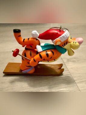 Disney Winnie The Pooh Tigger Christmas Ornament On Skis With Springs Vintage
